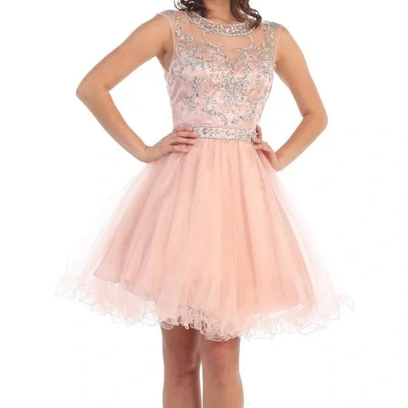 strapless open back dress La Femme - 32077